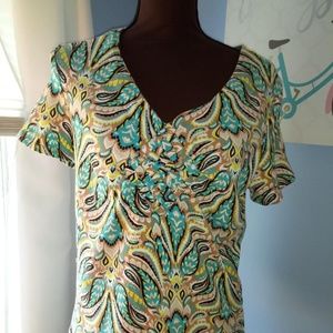 Caribbean Joe Ladies Size L Short Sleeve V Neck